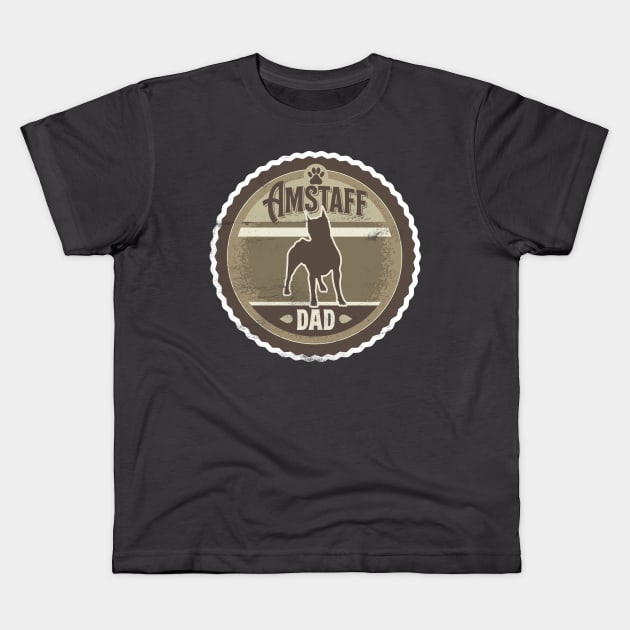 Amstaff Dad - Distressed American Staffordshire Terrier Silhouette Design Kids T-Shirt by DoggyStyles